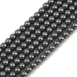Hématite Sans Magnétique   Synthétiques non-magnétiques hématite perles brins, lisse et rond, Note 5 un, 2mm, Trou: 0.6mm, Environ 184 pcs/chapelet, 16.54'' (42 cm)