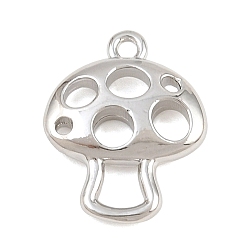 Platinum Brass Charms, Mushroom Charms, Cut-Out, Platinum, 15x12x3mm, Hole: 1.2mm