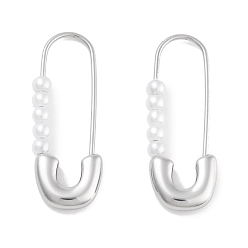 Нержавеющая Сталь Цвет 304 серьги-кольца из нержавеющей стали и пластика с искусственным жемчугом для женщин, с 316 штифтов из нержавеющей стали, цвет нержавеющей стали, 29x3x10.8 мм