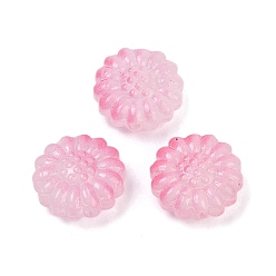 Бледно-фиолетовый Красный Прозрачные стеклянные бусины, цветы, спекающийся лак, бледно-фиолетовый красный, 16x15.5x7.5 мм, отверстие : 1.2 мм