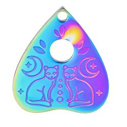 Rainbow Color 304 подвески из нержавеющей стали, планшетка с подвеской в виде кошки, Радуга цветов, 25x22 мм