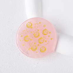 Луна Натуральный розовый кварц, резной лечебный плоский круглый камень, Украшения из камня с энергией Рейки, луна, 55 мм