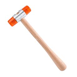 Orange Foncé Marteau en caoutchouc, avec manche en bois et connecteur en fer, orange foncé, 26~26.5x8.6x2.9~2.95 cm