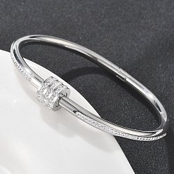 Нержавеющая Сталь Цвет 304 из нержавеющей стали браслеты горный хрусталь для женщин, с эмалью, цвет нержавеющей стали, внутренний диаметр: 1-7/8x2-3/8 дюйм (4.8x5.9 см)