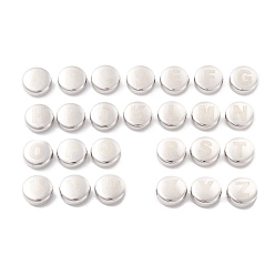 Edelstahl Farbe Anlaufgeschützt 304 Edelstahlperlen, flach rund mit Buchstabe a ~ z, Edelstahl Farbe, 12x5 mm, Bohrung: 2 mm, 26 Stück / Set