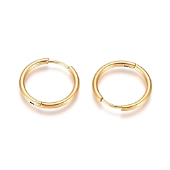 Golden 304 Stainless Steel Huggie Hoop Earrings, with 316 Surgical Stainless Steel Pin, Ion Plating(IP), Ring, Golden, 20x2mm, 12 Gauge, Pin: 0.9mm