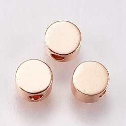 Розовое Золото Латунные бусины, плоско-круглые, розовое золото , 4x2 мм, отверстие : 1.5 мм