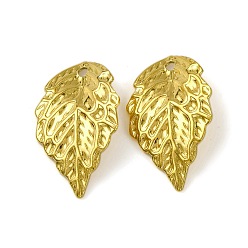 Golden 304 Stainless Steel Pendants, Leaf Charm, Golden, 17x10x1mm, Hole: 1mm