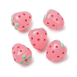 Pink Прозрачные бусины из акриловой эмали, клубника, розовые, 13x11.5 мм, отверстие : 1.8 мм