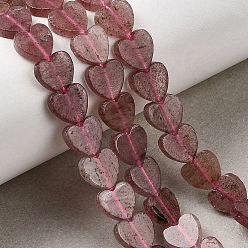 Клубничный Кварц Природного кварца клубники нитей бисера, сердце, 8x8x2.5 мм, отверстие : 0.6 мм, около 50 шт / нитка, 14.88''~15.12'' (37.8~38.4 см)