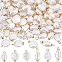 Blanc 120 pièces 6 styles pendentifs et maillons en acrylique imitation perle, avec boucles en fer doré, ovale, blanc, 17.5~18.5x10mm, Trou: 1.8~2.5mm, 20 pcs / style