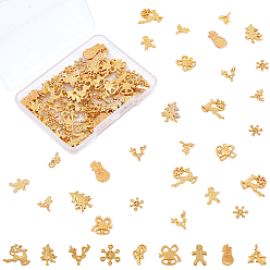 Golden Alloy Cabochons, for Christmas Day, Golden, 108pcs/box