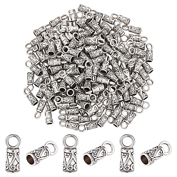 Античное Серебро 150 шт. наконечник шнура из цинкового сплава в тибетском стиле, колонка, античное серебро, 15x6 мм