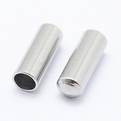 Stainless Steel Color 304 Stainless Steel Cord End Caps, Column, Stainless Steel Color, 7x2.5mm, Inner Diameter: 2mm