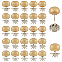 Светло-хаки 30 шт. броши из искусственного жемчуга ABS, с железной фурнитурой, круглые, светлый хаки, 15x12 мм