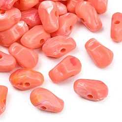 Светло-Коралловый Непрозрачный акрил европейского бисера, самородки, рис, большое отверстие шарик, свет коралловый, 21x12x12.5 мм, отверстие : 4 мм, Около 310 шт / 500 г