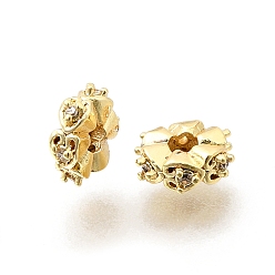 Золотой Латунные микропаве прозрачные кубики из циркония, стойки покрытие, долговечный, без свинца и без кадмия, плоско-круглые, волнистый край, золотые, 7x2.8 мм, отверстие : 2 мм