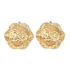 Настоящее золото 18K Кованые 304 подвески из нержавеющей стали, шляпа, без кадмия, без никеля и без свинца, ионное покрытие (ip), реальный 18 k позолоченный, 35x34.5x7.5 мм, отверстие : 1.7 мм