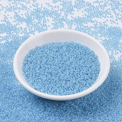 (RR221) Sky Blue Lined Crystal Миюки круглые бусины рокайль, японский бисер, (rr 221) кристалл с голубой линией, 11/0, 2x1.3 мм, Отверстие : 0.8 мм , около 5500 шт / 50 г