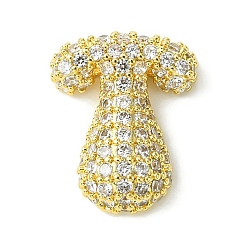 Letter T Подвески из латуни с покрытием из прозрачного кубического циркония, без кадмия и без свинца, долговечный, алфавит, реальный 18 k позолоченный, Письмо T, 17x13.5x5 мм, отверстие : 3x1.8 мм