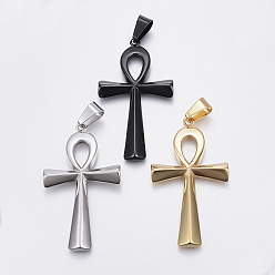 (52) Непрозрачная лаванда 304 из нержавеющей стали большие кулоны, Анк крест, пасхальный, разноцветные, 64x36x4.5 мм, отверстие : 6.5 мм