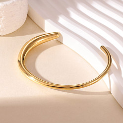 Золотой 304 женские браслеты-манжеты из нержавеющей стали, золотые, внутренний диаметр: 2.42x1.99 дюйм (6.15x5.05 см)
