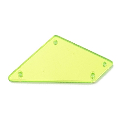 Green Yellow Trapezoid Acrylic Mirror Sew on Rhinestones, Garments Accessories, Multi-Strand Links, Green Yellow, 17.5x38x1.3mm, Hole: 1.4mm