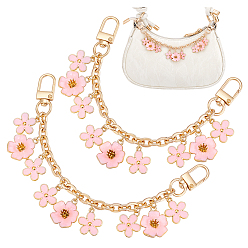 Золотой 2 шт. сплав эмалированный розовый цветок подвеска кабель цепочка сумка декоративные цепочки, с поворотными застежками, аксессуары для замены сумок, золотые, 200 мм