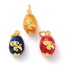 Mixed Color Alloy Enamel Charms, with Jump Ring, Golden, Oval Charm, Mixed Color, 14x9mm, Hole: 4mm