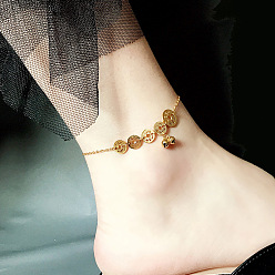 Плоский Круглый Браслеты из нержавеющей стали для женщин, реальный 18 k позолоченный, плоско-круглые, 8.27 дюйм (21 см)