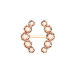 Розовое Золото 304 Кольца для сосков из нержавеющей стали с микро-паве из кубического циркония, с латунным, пирсинг соска штифт, розовое золото , 16 мм, штифты : 1.6 мм