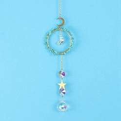 Синтетическая Бирюза Подвесные украшения из стекла и латуни, ловцы солнца, создатели радуги, с чипсами синтетическая бирюза, для украшения дома, 400 мм