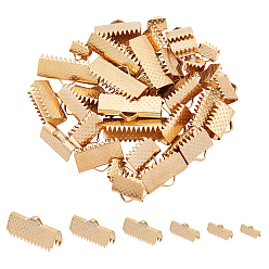 Doré  304 extrémités à sertir du ruban en acier inoxydable, or, 6~10x6.5~20mm, Trou: 1~3mm, 36 pcs / boîte