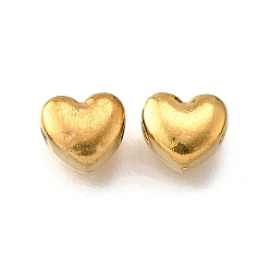 Настоящее золото 18K 304 из нержавеющей стали бусы, сердце, ионное покрытие (ip), реальный 18 k позолоченный, 5x6x3.5 мм, отверстие : 1.8 мм