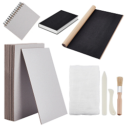 (52) Непрозрачная лаванда Наборы принадлежностей для переплета, включая самоклеящуюся льняную ткань, хлопчатобумажная ткань, Нож для вскрытия писем из АБС-пластика, древесная щетина, крафт-бумага, книжный картон, разноцветные, 1480x495x0.5 мм, 1 PC