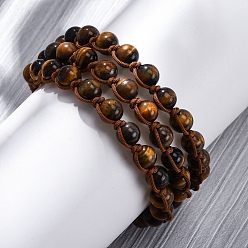 Тигровый глаз Браслеты из натуральных круглых бусин тигрового глаза для мужчин и женщин, 8-5/8 дюйм (22 см)
