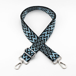 Небесно-голубой Регулируемый широкий плечевой ремень из полиэстера и жаккарда в этническом стиле, с поворотными застежками, для аксессуаров для замены сумок, платина, голубой, 85~145x3.8 см