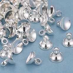 925 Sterling Silver Plated Rack Plating Brass Bead Cap Pendant Bails, for Globe Glass Bubble Cover Pendants, Long-Lasting Plated, 925 Sterling Silver Plated, 5x6mm, Hole: 1.5mm