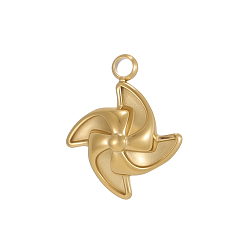 Настоящее золото 14K 304 прелести нержавеющей стали, прелести ветряной мельницы, ионное покрытие (ip), реальный 14 k позолоченный, 12x10 мм, отверстие : 1.5 мм