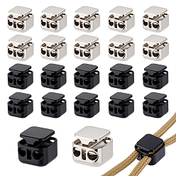 (52) Непрозрачная лаванда 24 шт. 2 цвета цинковый сплав шнур замки, квадратный, разноцветные, 15x15x13.5 мм, отверстие : 4 мм, 12 шт / цвет