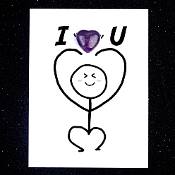 Аметист Украшения в виде сердца из натурального аметиста, с бумажными карточками, фигурка для украшения дома, энергетический камень рейки для исцеления, 15 мм