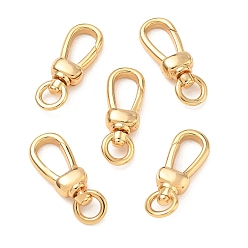 Chapado en Oro Real 18K Cierres giratorios de latón con mosquetón tipo langosta de Shegrace, sin cadmio, plomo, níquel, real 18 k chapado en oro, 25x9x5 mm, agujero: 4.5 mm