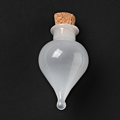 White Teardrop Glass Cork Bottles Ornament, Glass Empty Wishing Bottles, DIY Vials for Pendant Decorations, White, 3.6cm