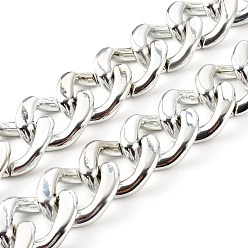 Платина Уф покрытие абс пластик бордюрные цепи, витые цепочки, платина, 39x31.5x9 мм, около 39.37 дюйм (1 м) / прядь