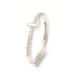 Letter L Прозрачное регулируемое кольцо с буквой из прозрачного циркония, платиновые латунные украшения для женщин, без кадмия и без свинца, letter.l, внутренний диаметр: 18 мм