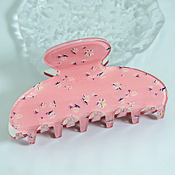 Pink Акриловые заколки с большими когтями для волос с цветочным узором, для девушек с густыми волосами, розовые, 89 мм