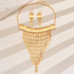 Золотой Роскошный геометрический прямоугольный овальный комплект украшений с кисточками для женской вечеринки или свадьбы, комплекты из железных сережек и ожерелий, золотые