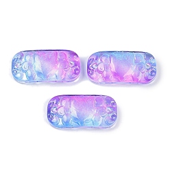 Средний Фиолетовый Подвески из прозрачного стекла, окрашенные распылением, звенья изогнутого прямоугольника, средне фиолетовый, 25x12x6.5 мм, отверстие : 1.4 мм