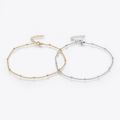 (52) Непрозрачная лаванда 304 из нержавеющей стали браслеты, с карабин-лобстерами , круглые бусины и цепочка кручения, разноцветные, 9 дюйм (230 мм), 1.5 мм