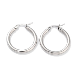 Нержавеющая Сталь Цвет Не тускнеющее кольцо 304 серьги-кольца из нержавеющей стали для женщин и мужчин, цвет нержавеющей стали, 9 датчик, 26x3 мм, штифты : 0.6 мм